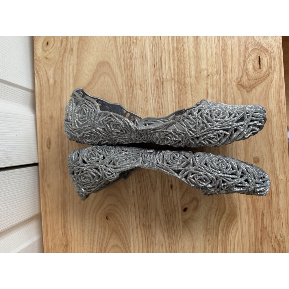 Melissa + Campana Fritas Gray Rose Silver Jelly Glitter Flats Sz 7 - Picture 2 of 8
